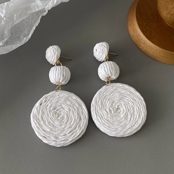 GiGi Raffia Earrings White