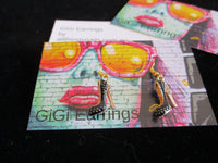 GiGi Earrings Bling Heels- Black